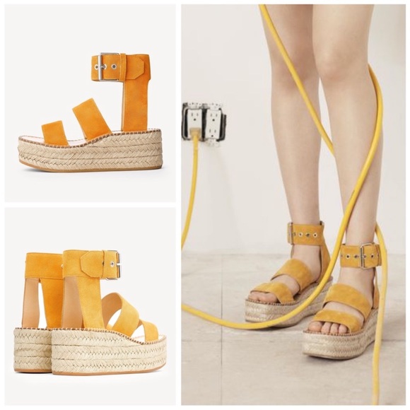 NWT Rag & Bone Tara Espadrille Platforms In Marigold Suede Size 7.5